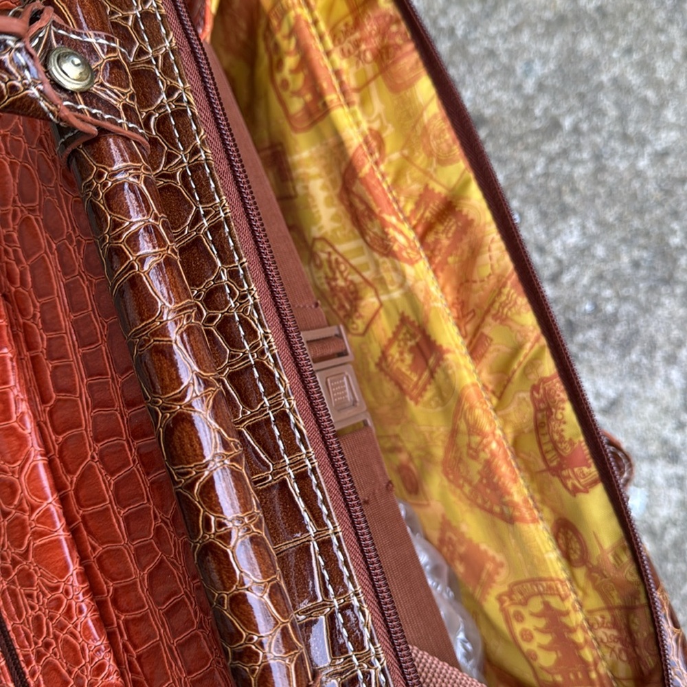 Samantha Brown hand /shoulder Travel Bag happy orange brown embossed croc - Picture 8 of 9